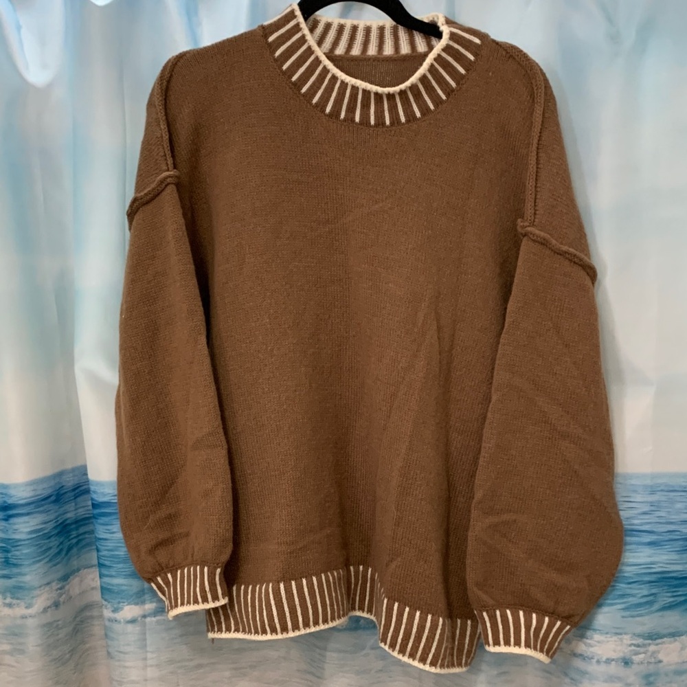Amazon Brown and Cream Women's Sweater